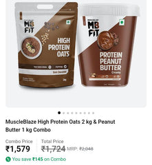 MBfit High Protein Oats + Protein Peanut Butter – Combo Pack