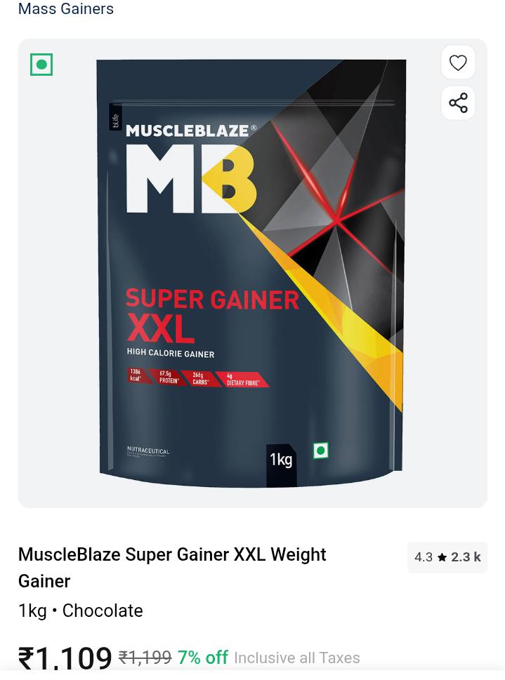 MuscleBlaze Super Gainer XXL – 1 kg