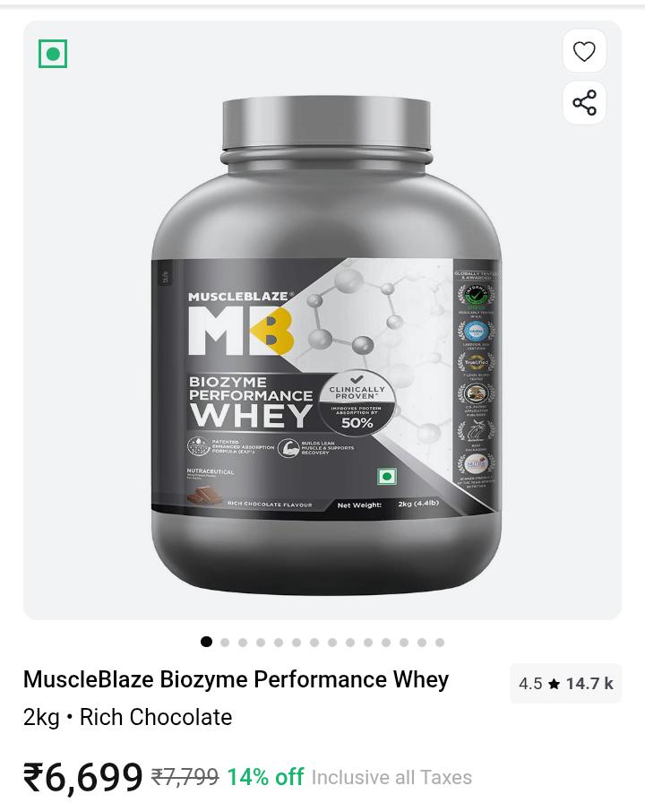 MuscleBlaze Biozyme Performance Whey Protein – 2 kg