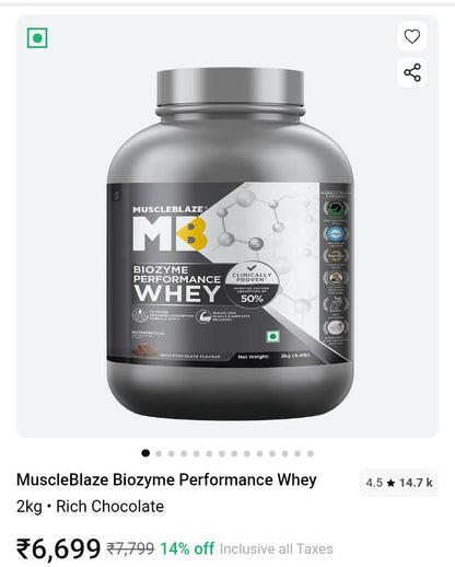 MuscleBlaze Biozyme Performance Whey Protein – 2 kg