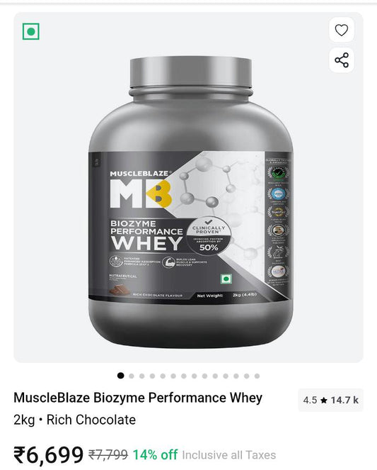 MuscleBlaze Biozyme Performance Whey Protein – 2 kg