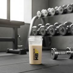 MuscleBlaze Biozyme Whey protein shake in shaker bottle gym