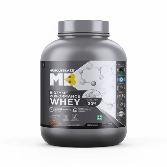 MuscleBlaze Biozyme Performance Whey front view white background