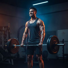 Intense athlete in gym pre-workout energy peak performance