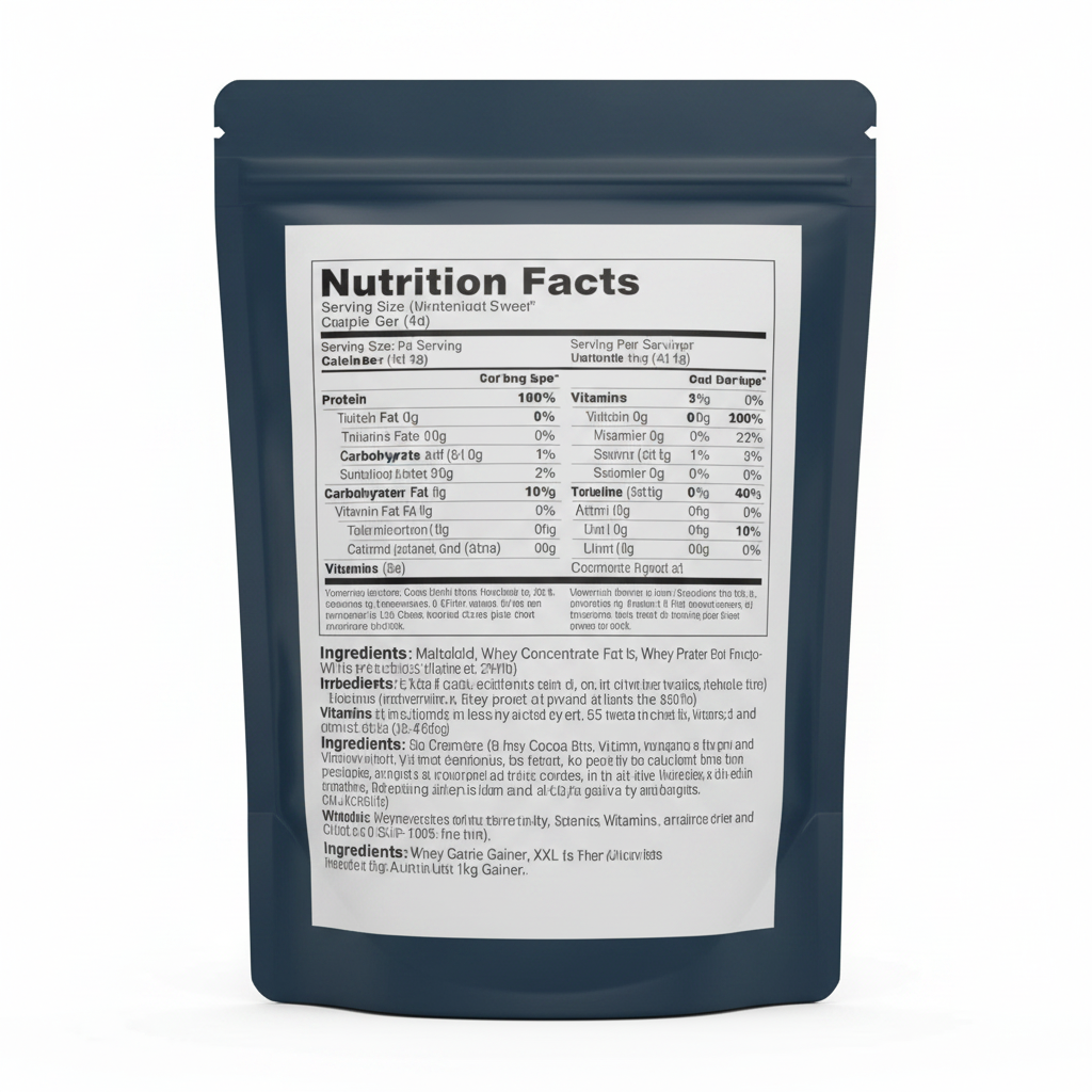 MuscleBlaze Super Gainer XXL nutrition facts panel