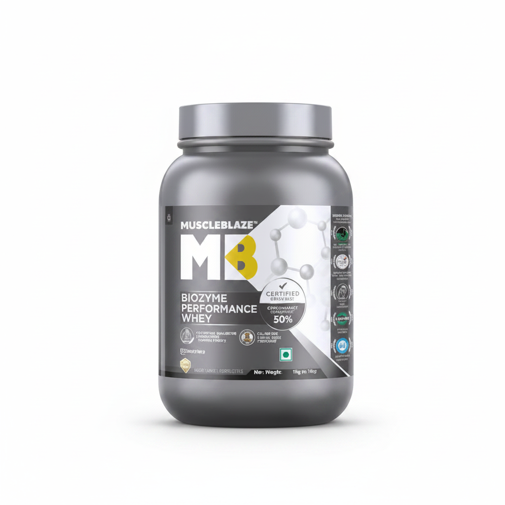 MuscleBlaze Biozyme Performance Whey front view white background